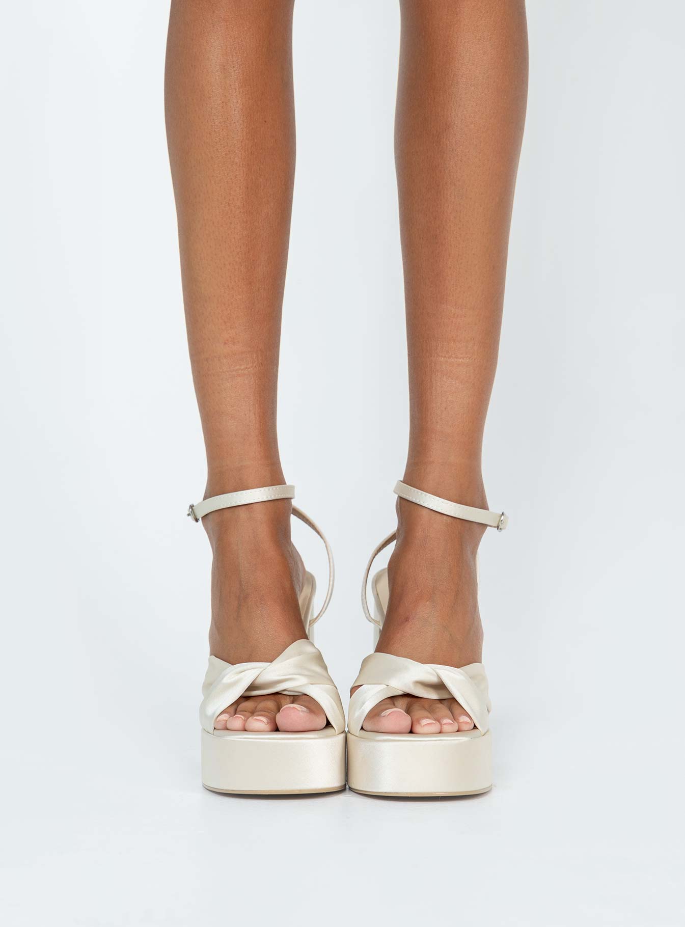 Everlasting Satin Platform Heels Champagne - Image 2