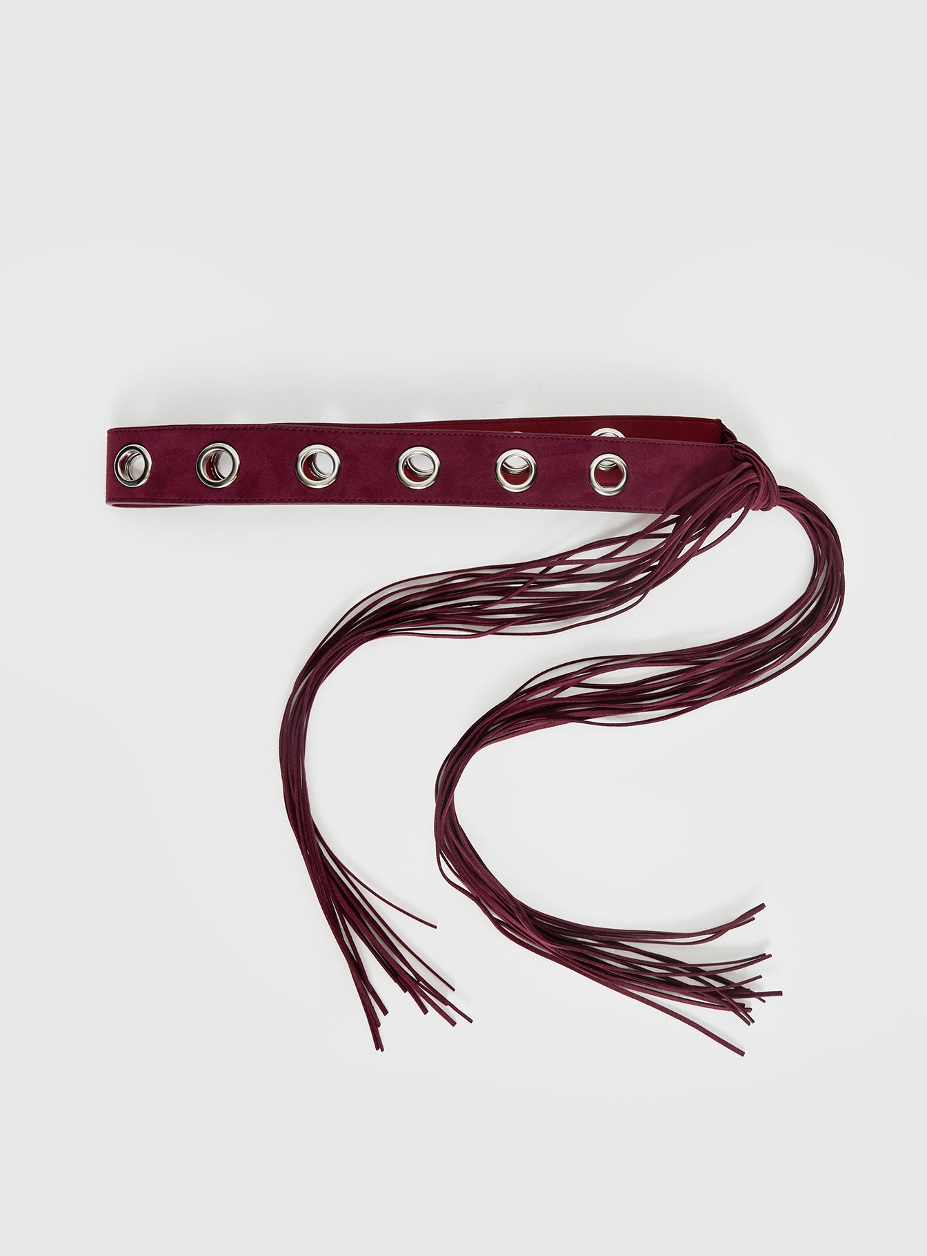 Maysie Faux Suede Tassel Belt Cherry - Image 2