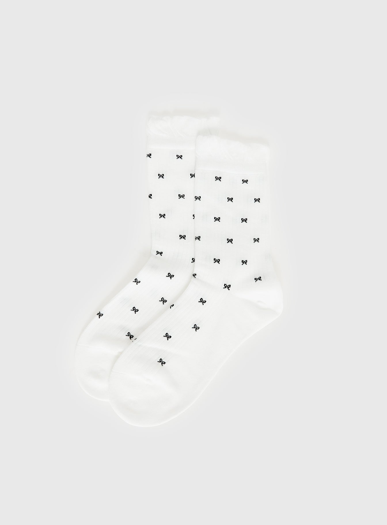 Soffie Frill Detail Bow Socks White - Image 2