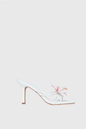 Exotic Etty Floral Detail Heels White