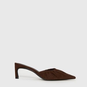 Admiration Pointed Toe Faux Suede Heels Brown