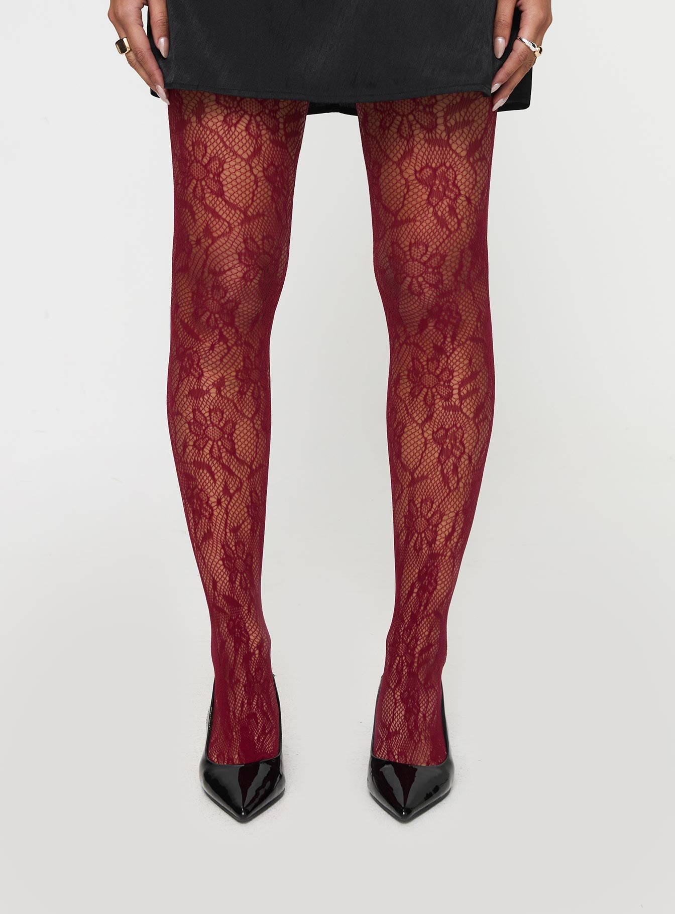 Fior Lace Stockings Red - Image 2
