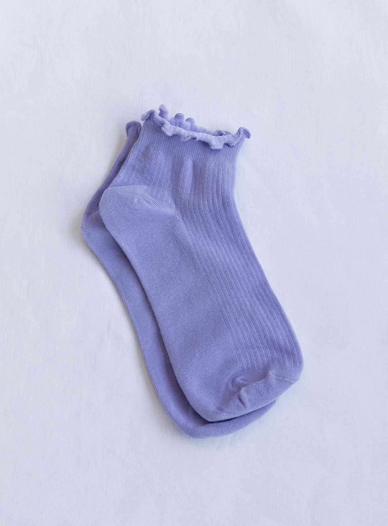 Ribbed Ruffle Socks Lilac - Image 2