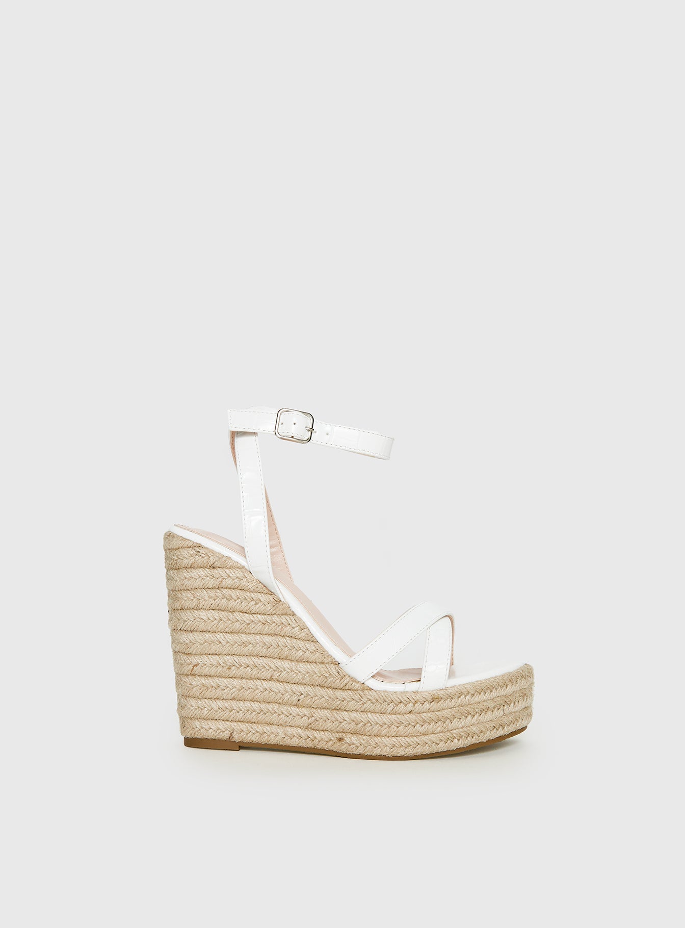 Jesper Espadrille Wedged Heels White Croc - Image 2