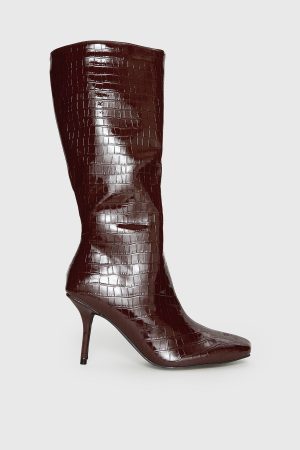 Alexx Knee High Boots Burgundy