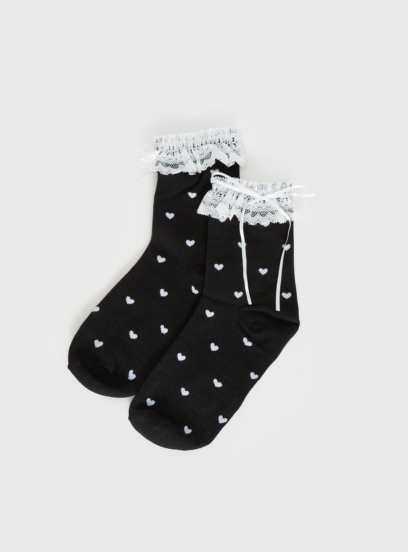Reminisce Heart Detail Socks Black / White - Image 2