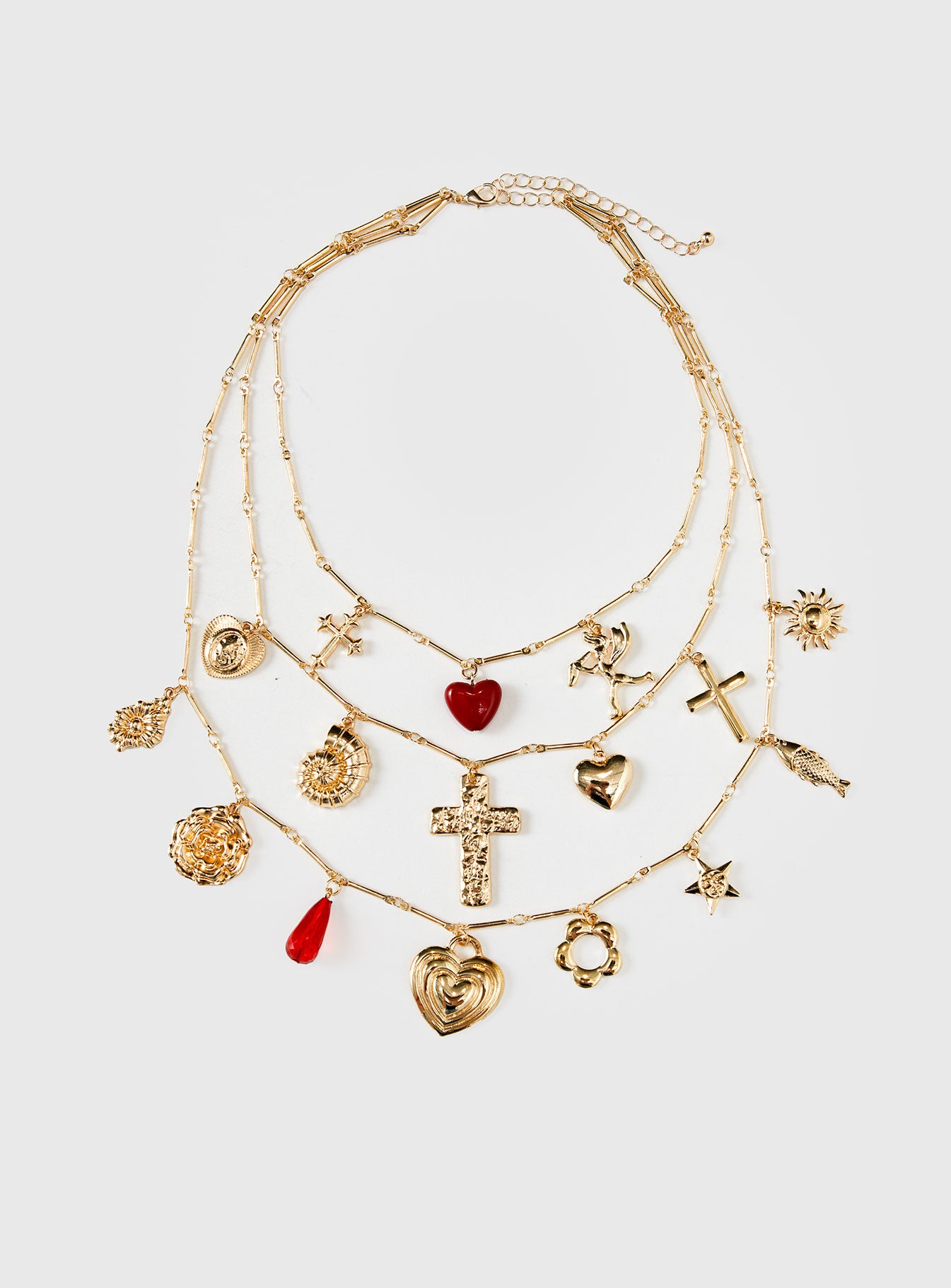 Cash Out Layered Charm Necklace Gold - Image 2