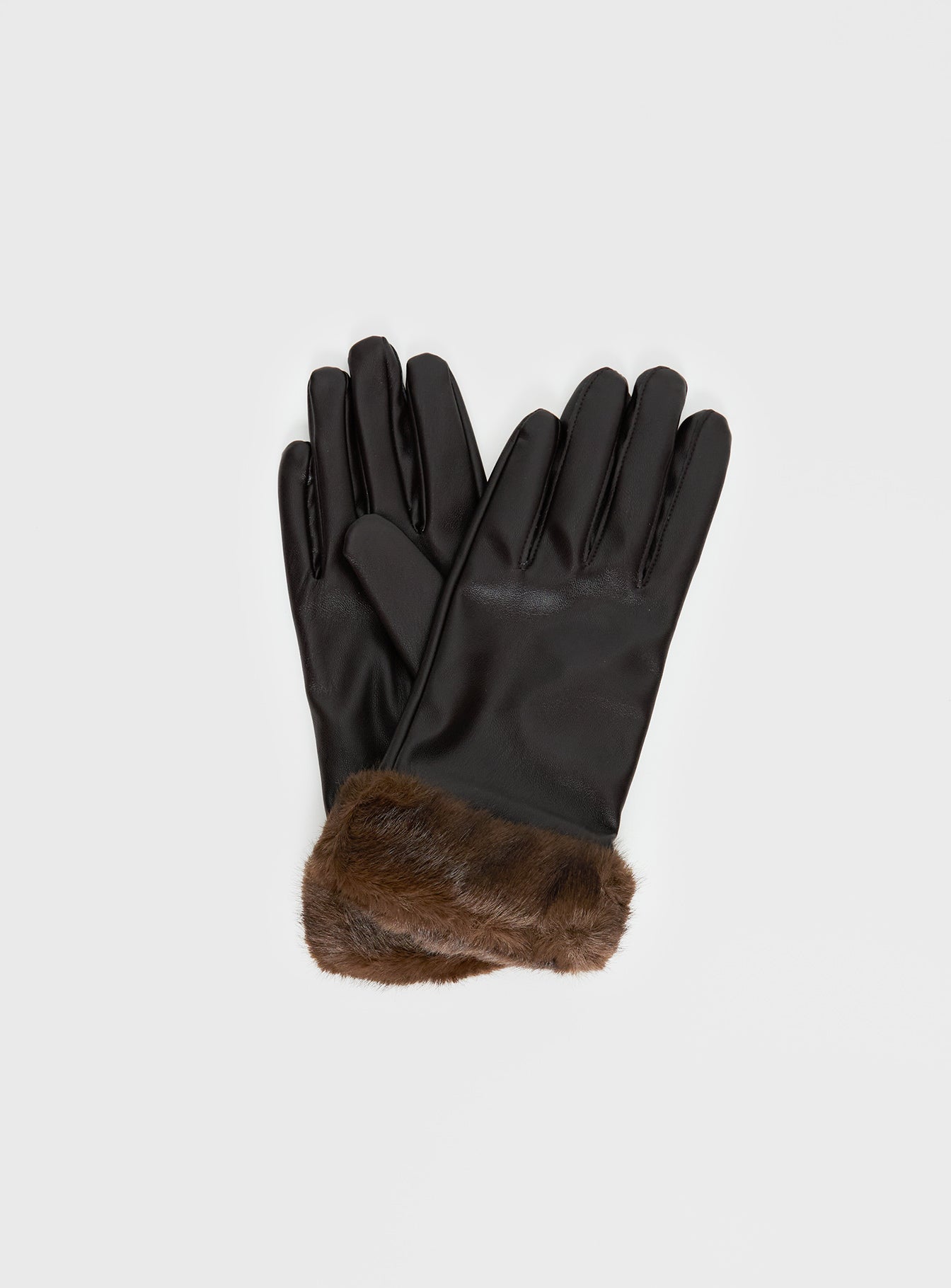 Elowynn Faux Leather Gloves Brown - Image 2