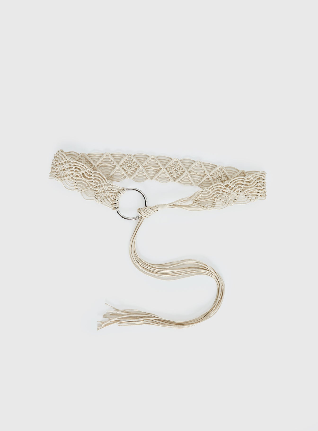 Dayten Ring Detail Crochet Belt Beige - Image 2