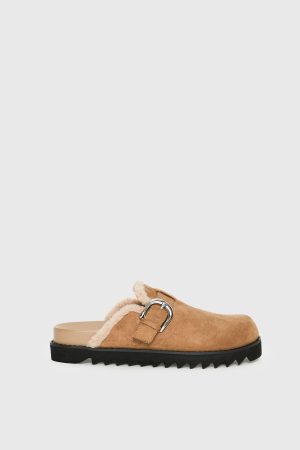 Raxton Faux Suede Clogs Brown