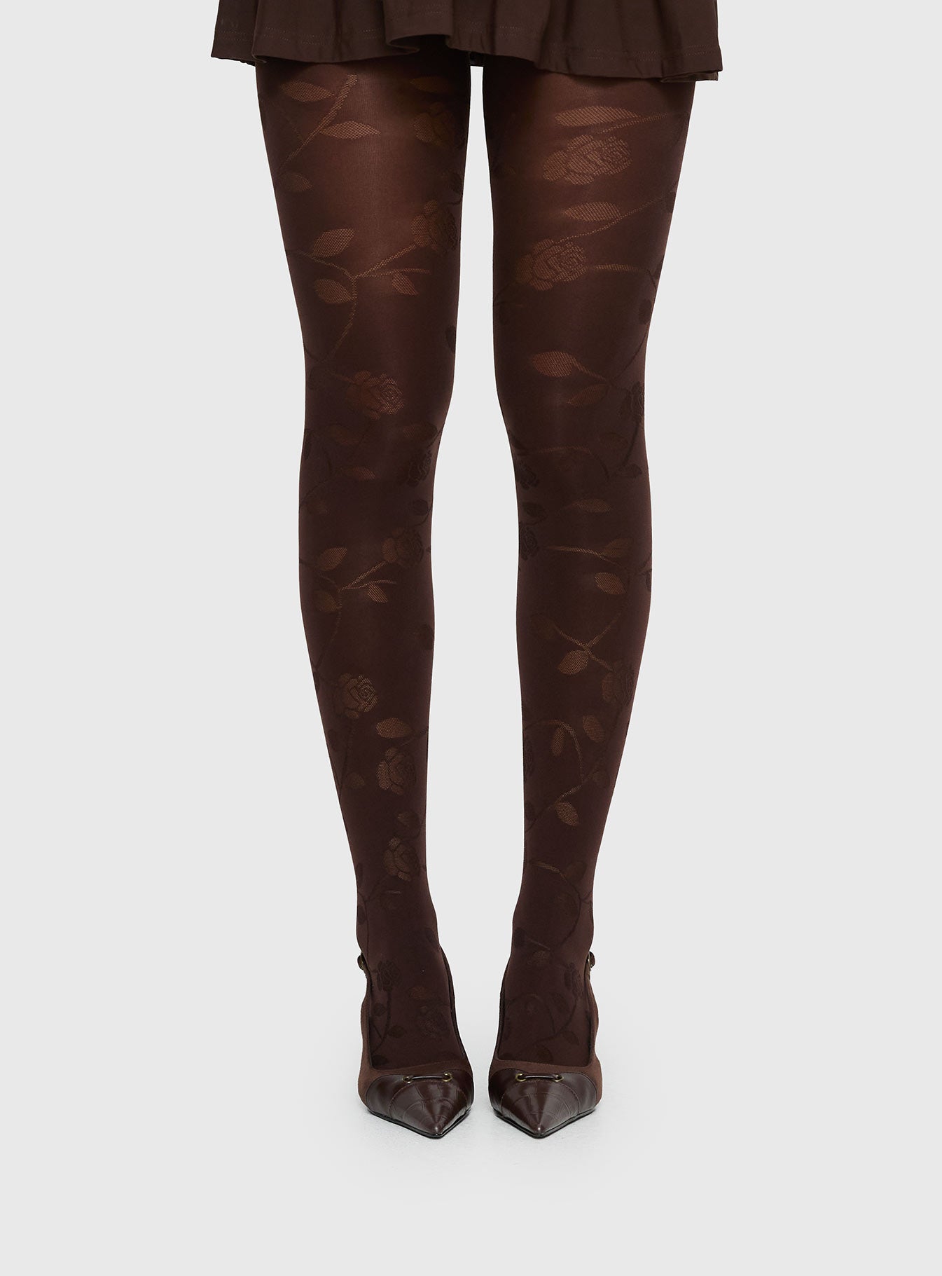 Pomeline Floral Tights Brown - Image 2