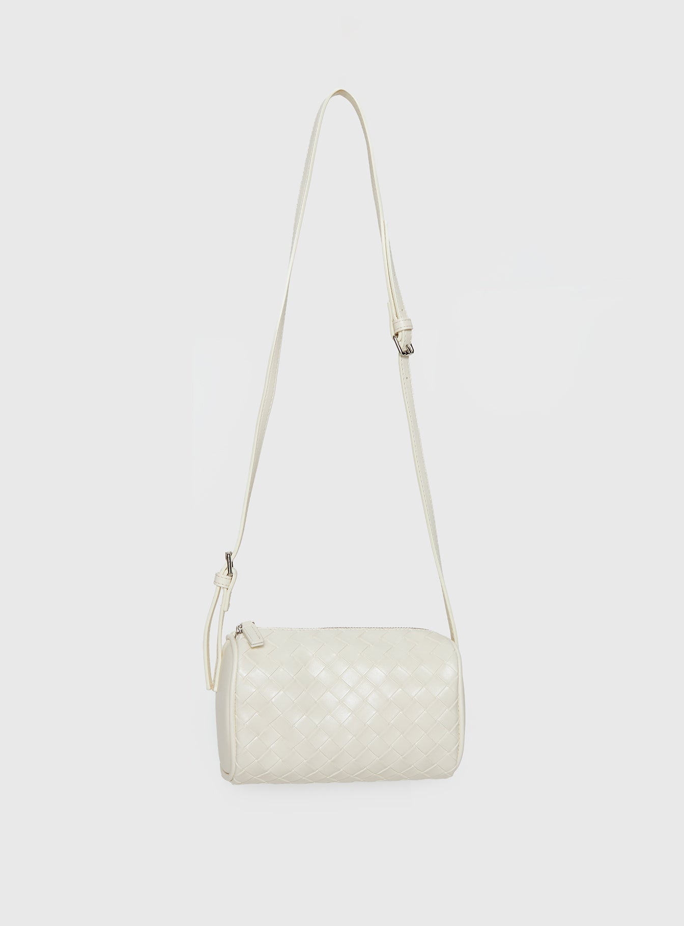 Corlee Woven Faux Leather Cylinder Bag Cream - Image 2