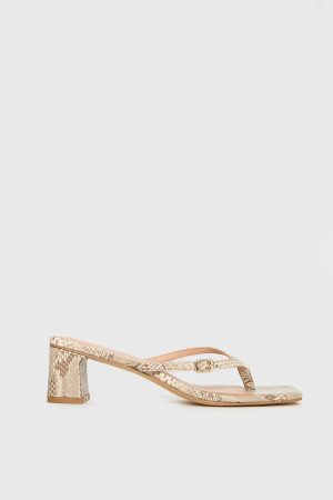 Veyla Square Toe Thong Heels Snake