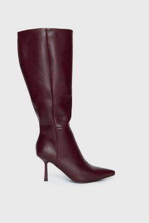 Harrie Knee High Boots Burgundy