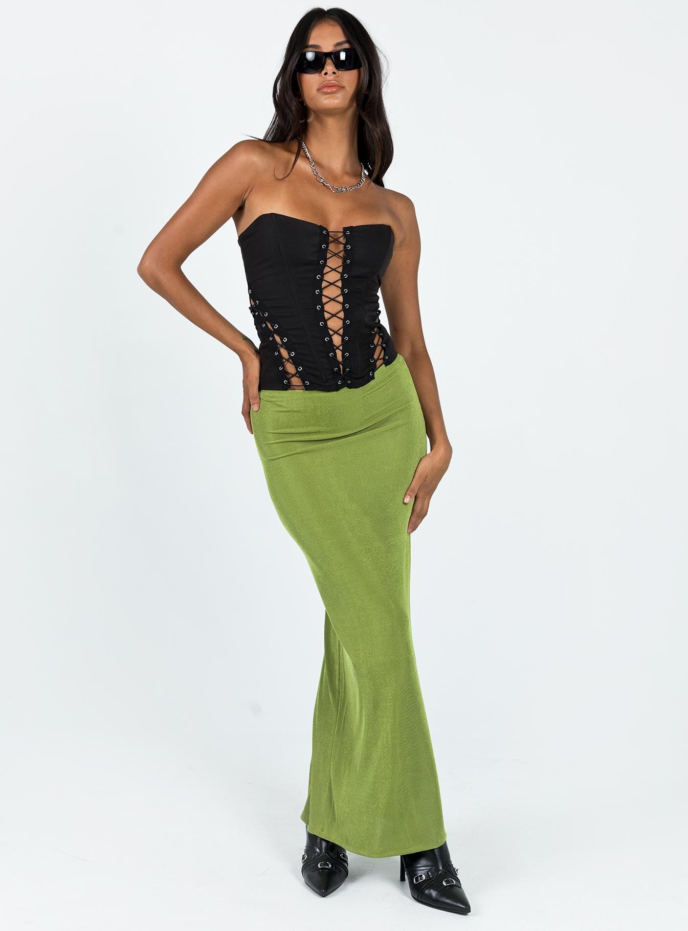 Harriette Maxi Skirt Green - Image 4