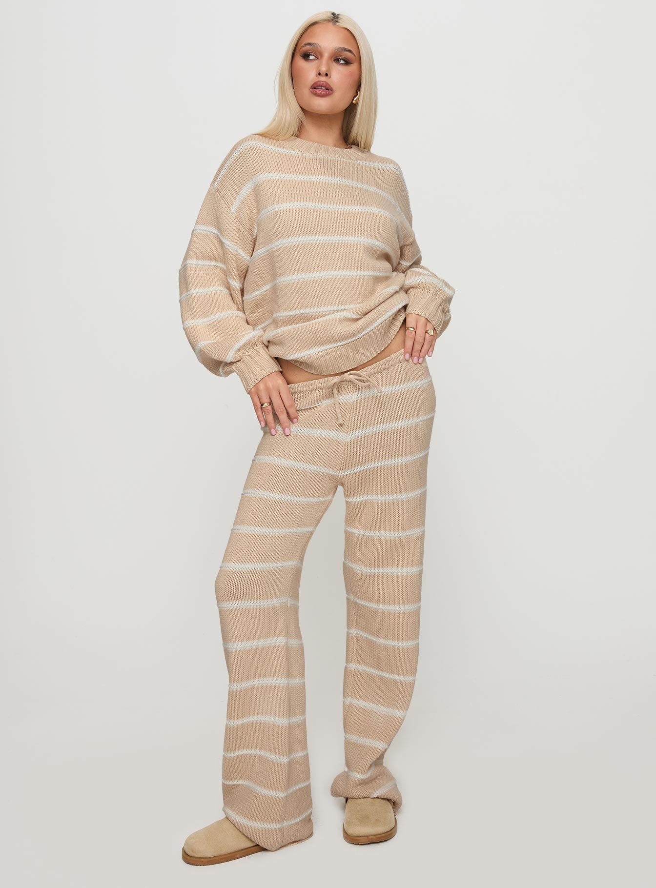 Read Your Mind Knit Pant Cream Stripe - Image 3