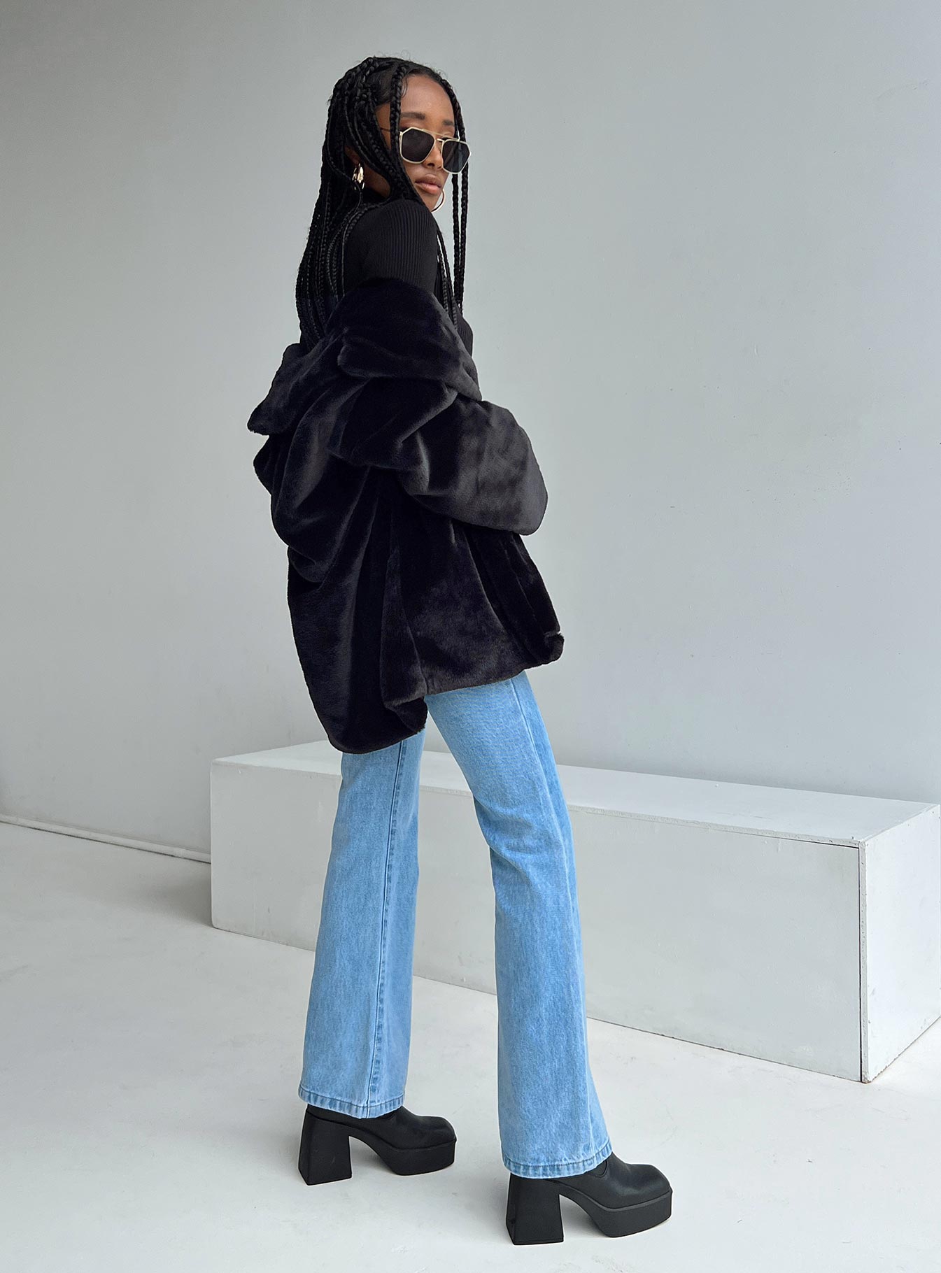 Dune Faux Fur Jacket Black - Image 4