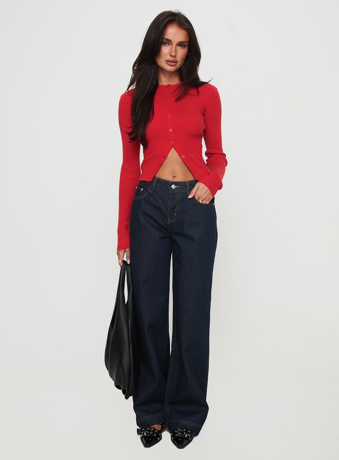 Jankins Mid Rise Baggy Jeans Dark Blue Wash - Image 3