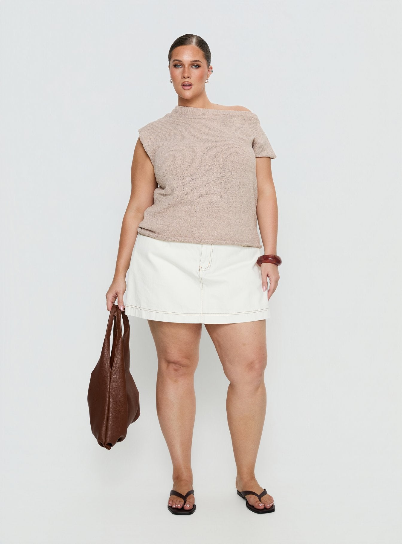 Ashfield Off Shoulder Top Oat Curve - Image 3
