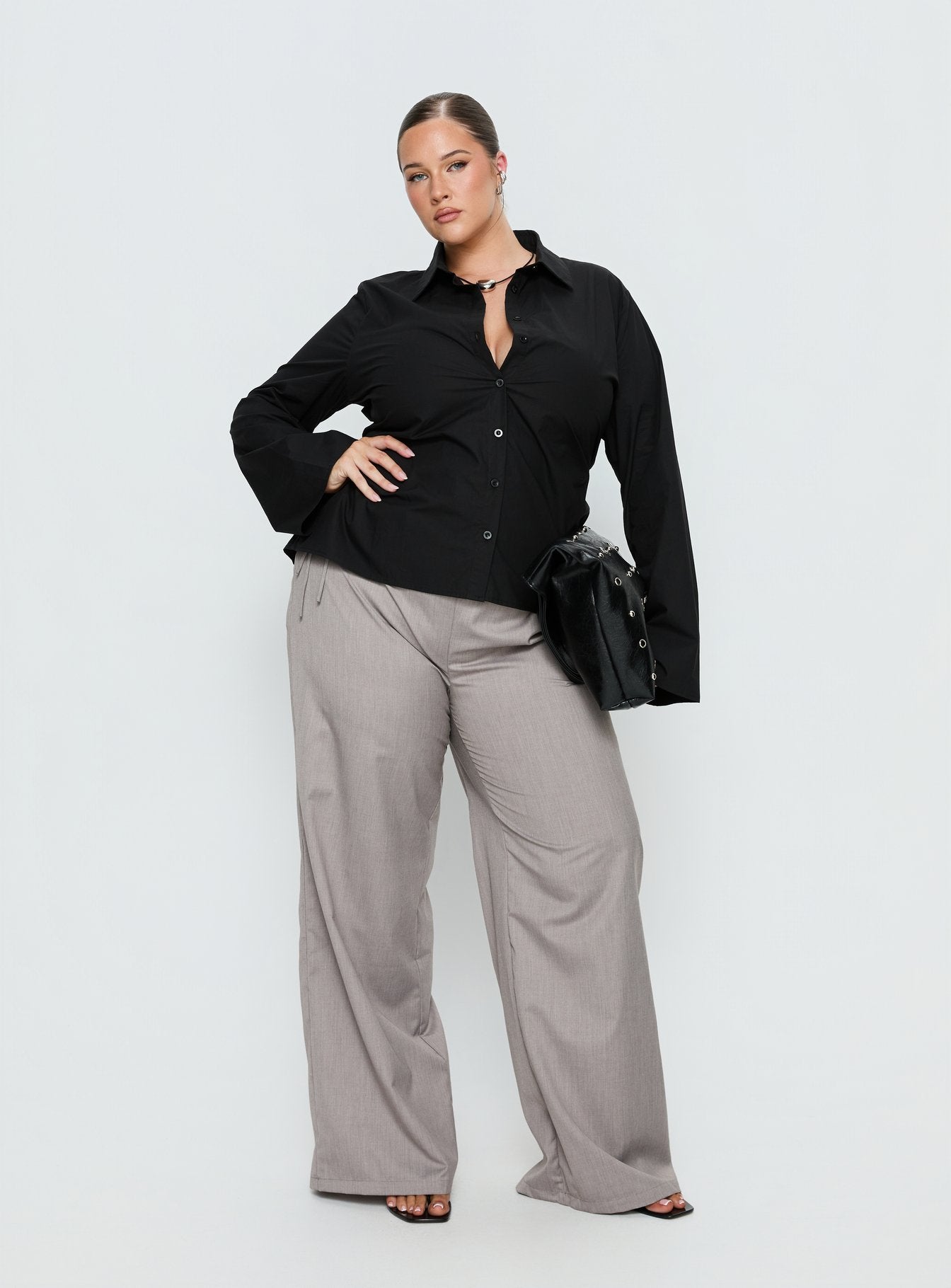 Eryx Tie Back Button Up Top Black Curve - Image 3