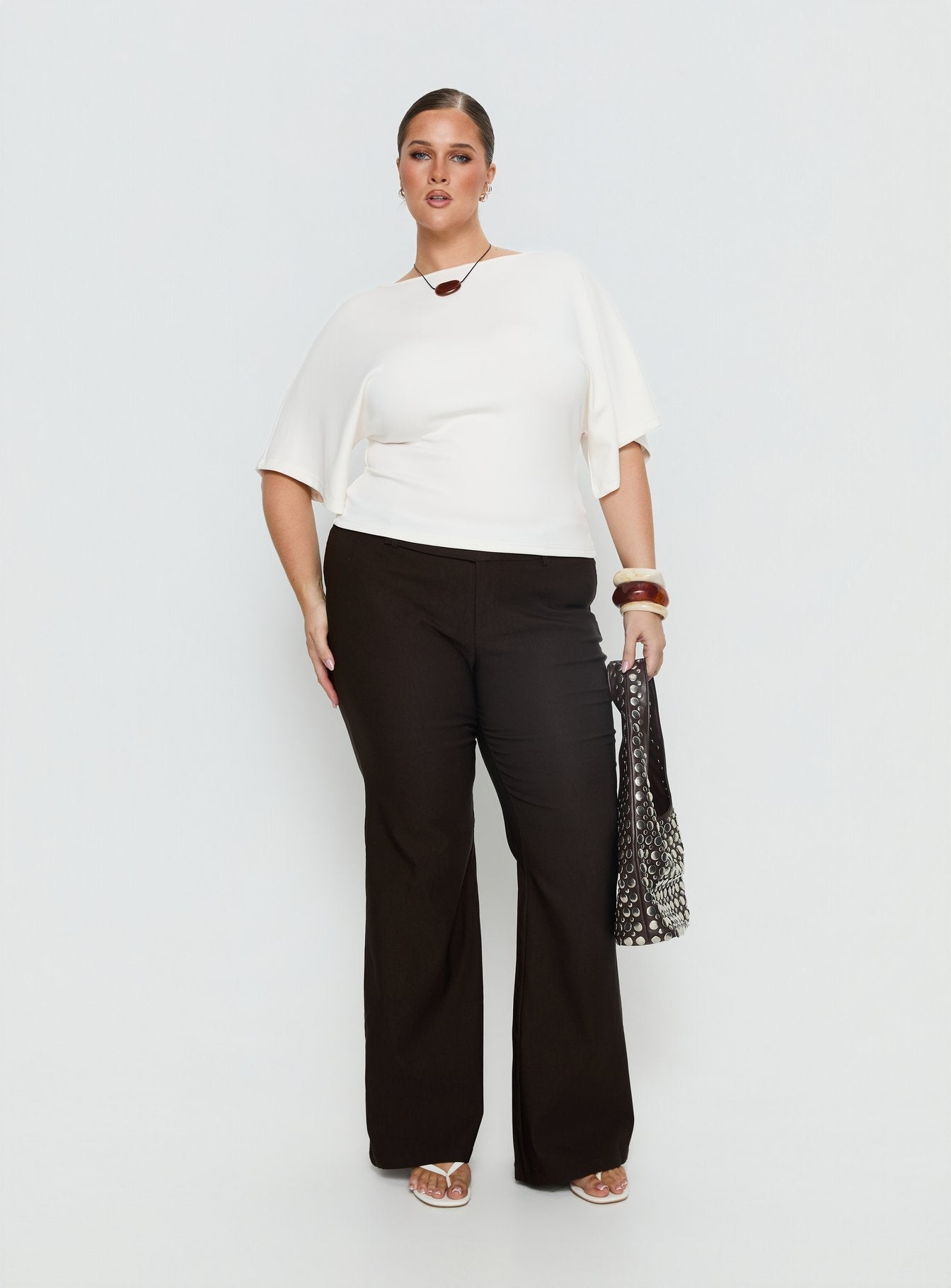 Arazia Cinched Short Sleeve Top White Curve - Image 3