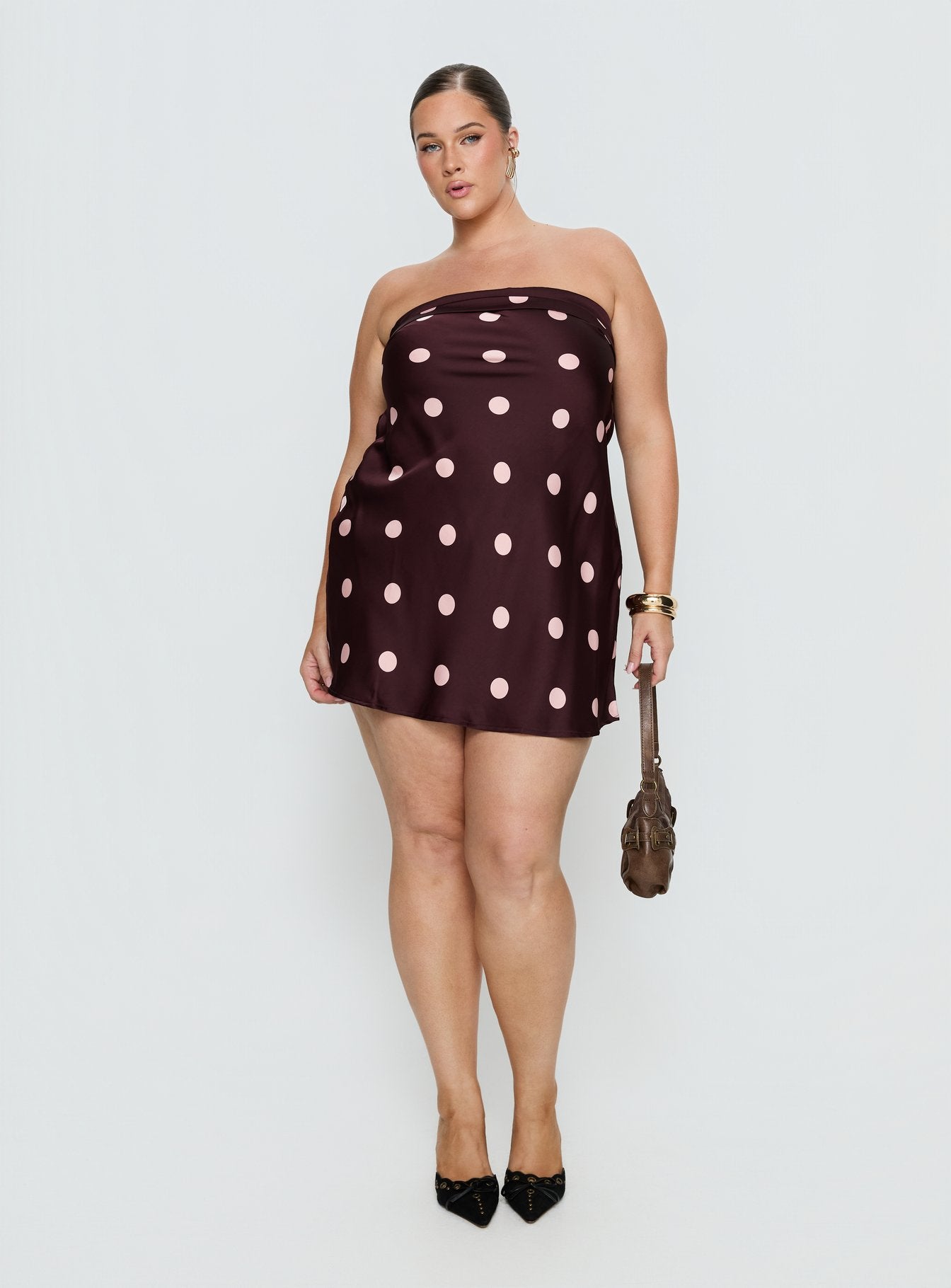 Phillipa Mini Dress Plum / Pink Polka Dot Curve - Image 3