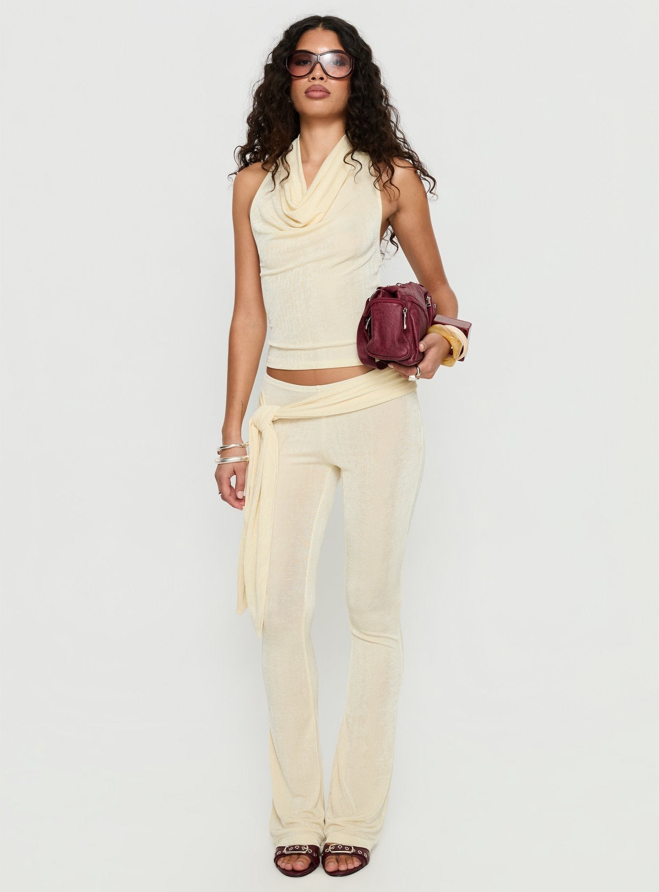 Butterfly Tie Detail Pants Lemontini - Image 3