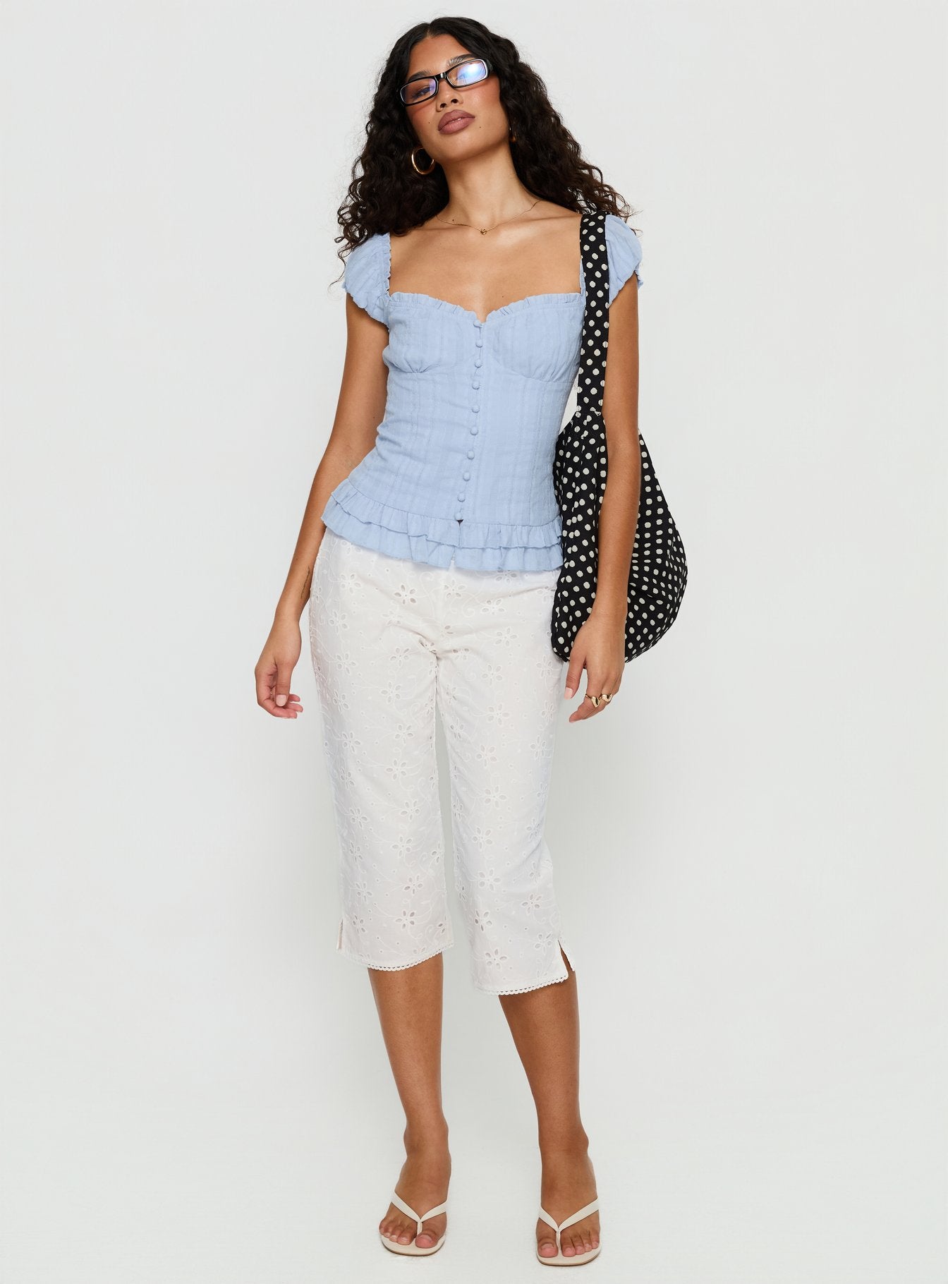 Suiter Frill Detail Top Soft Blue - Image 3