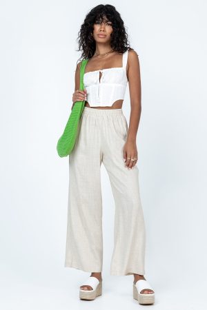 Louis Linen Blend Pants Beige