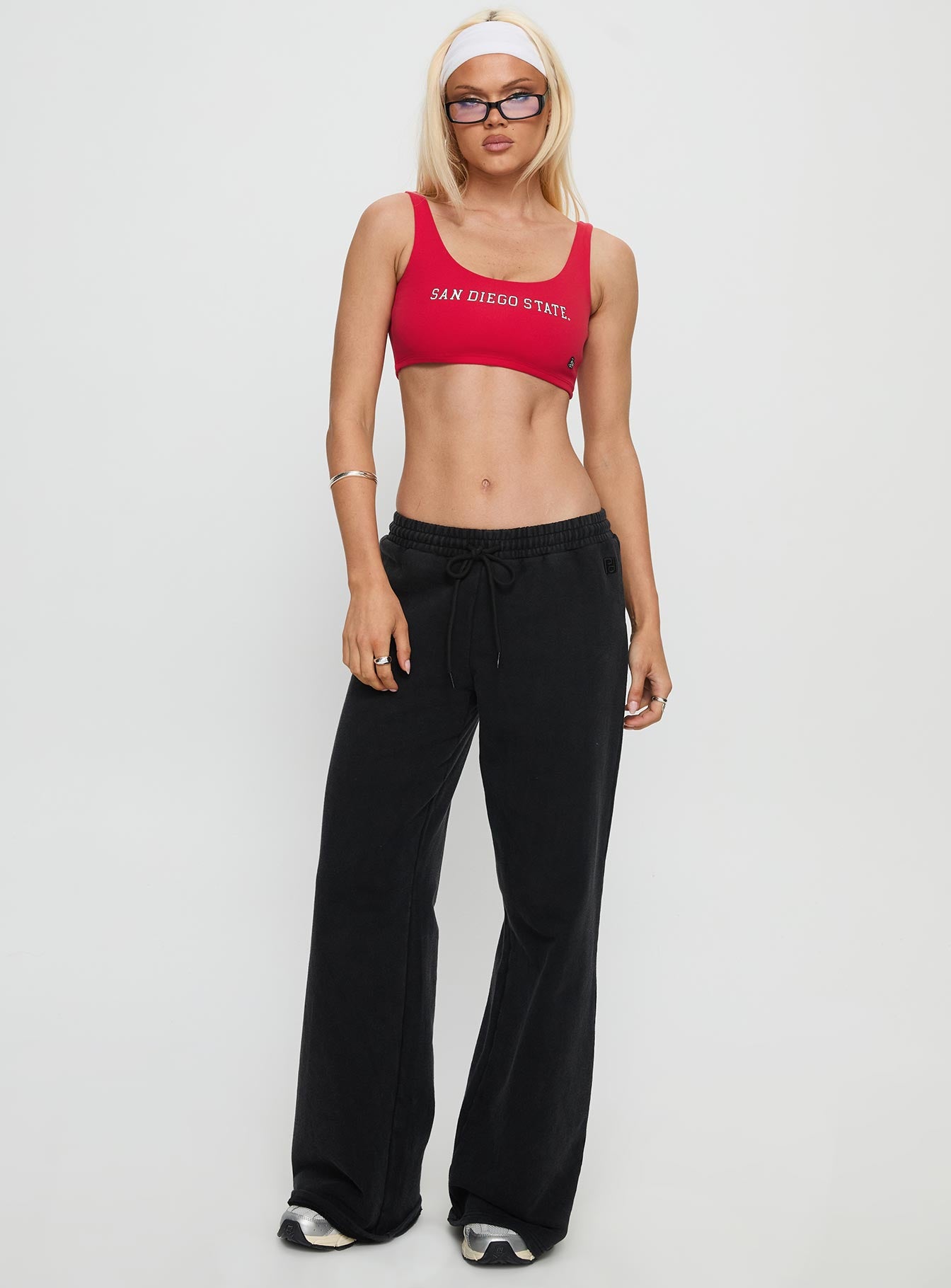 SDSU Scoop Neck Crop Top Red - Image 2