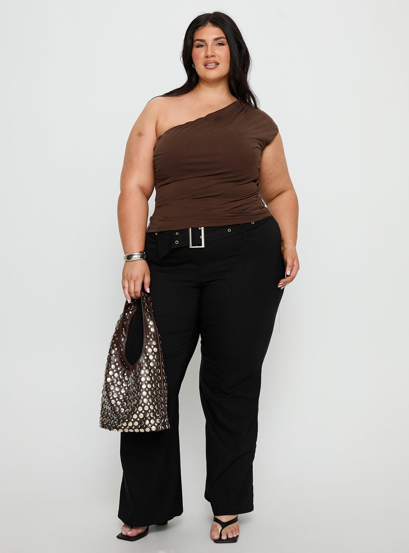 Amelyn One Shoulder Top Brown Curve - Image 2