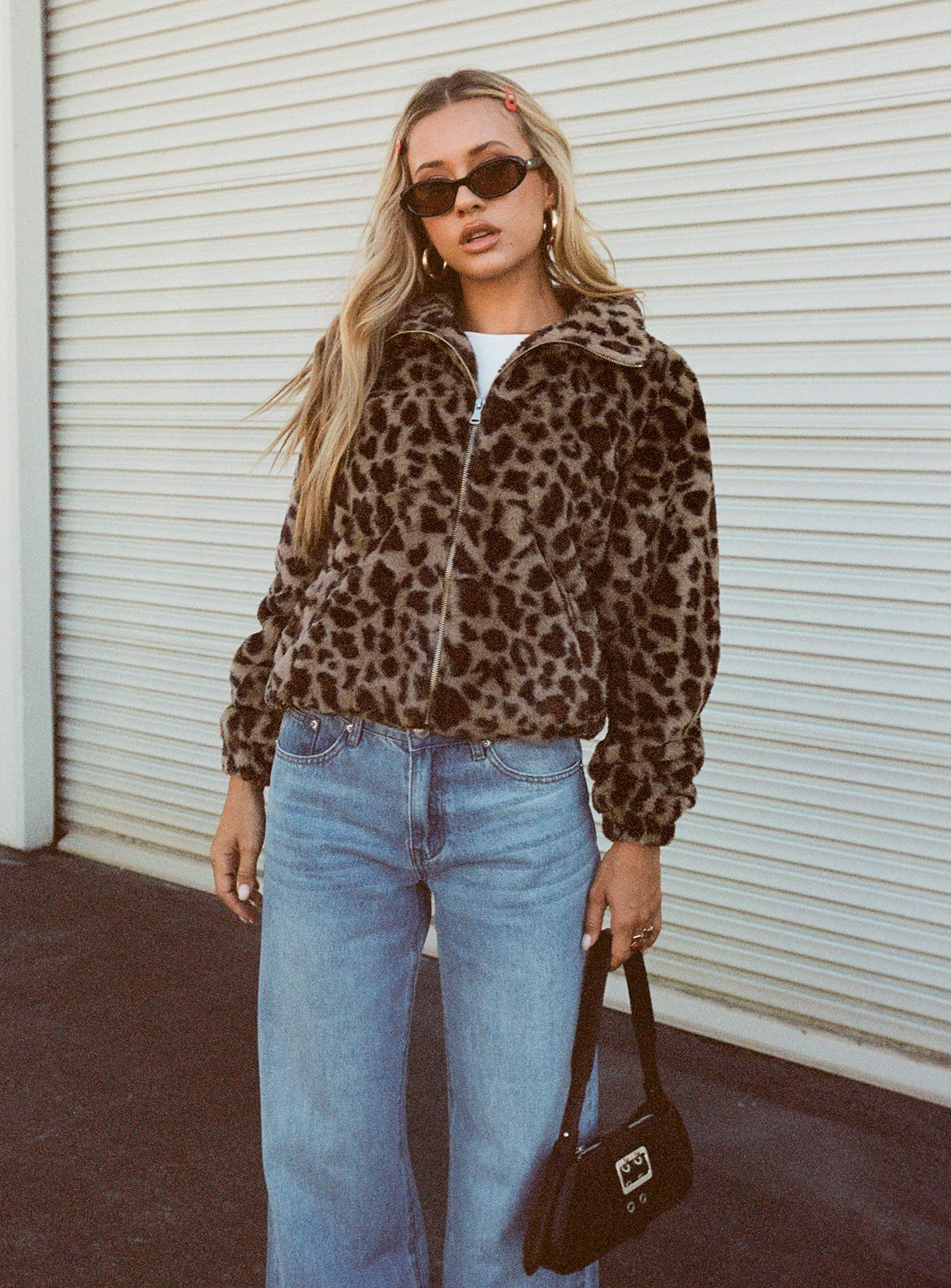 Caine Faux Fur Jacket Leopard - Image 12