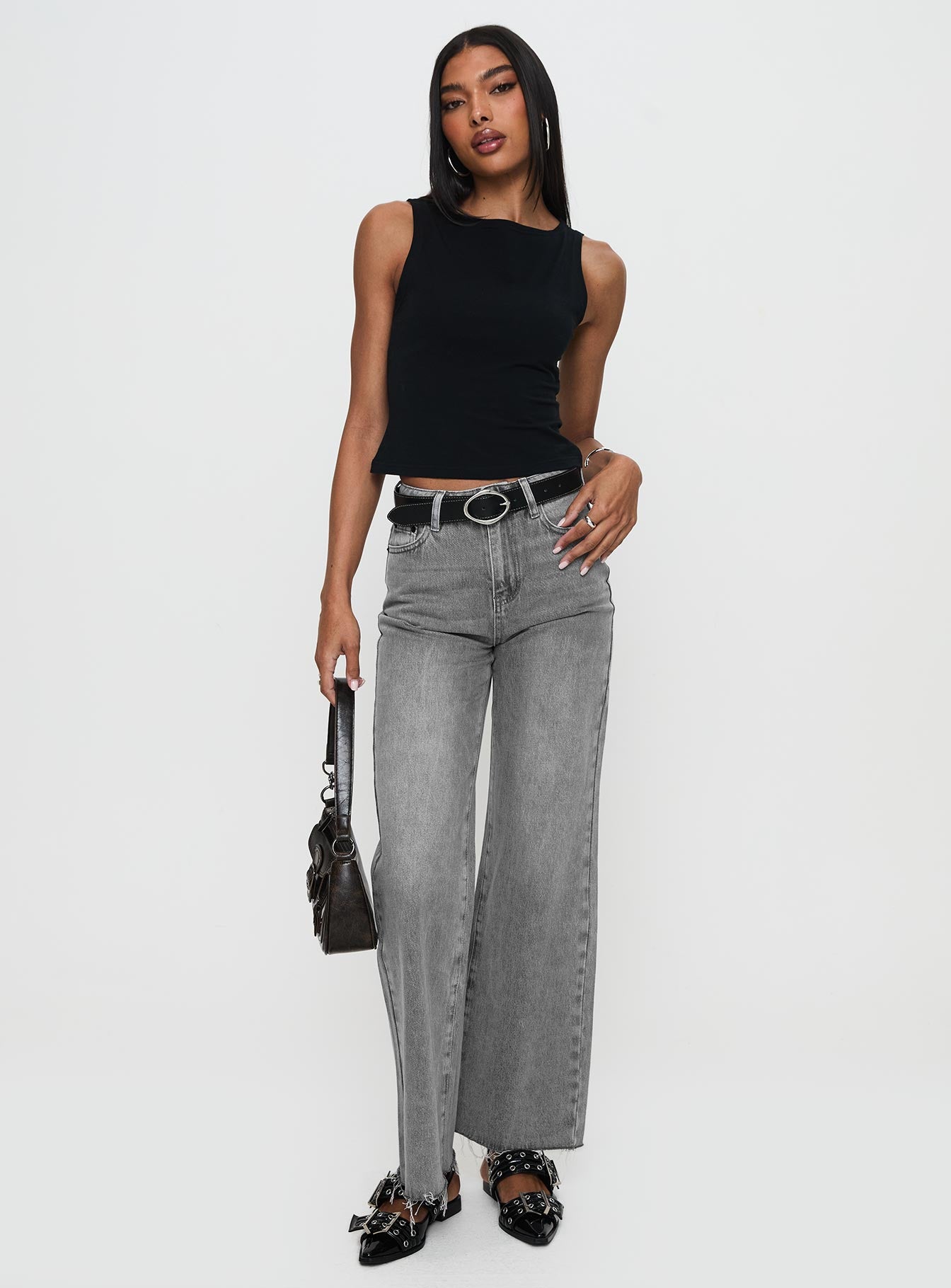 Henesey High Rise Straight Leg Jeans Washed Grey - Image 2