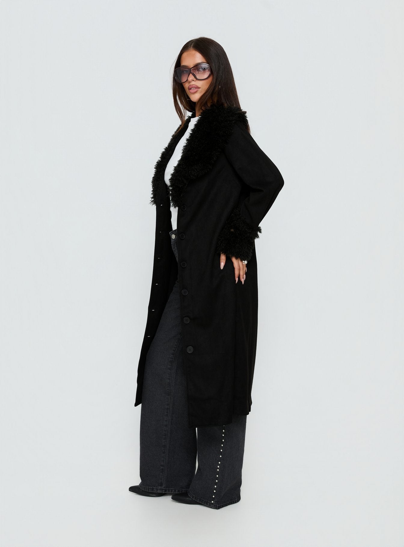 After Party Shearling Jacket Black - Image 4