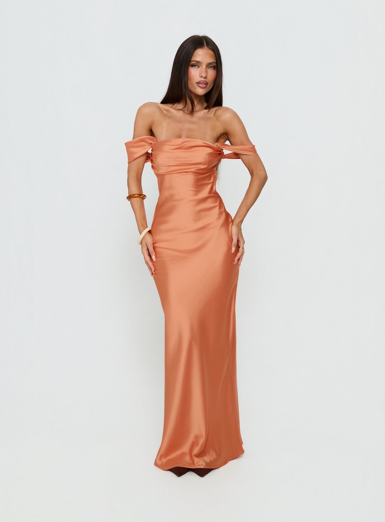 Azura Off The Shoulder Maxi Dress Orange - Image 3