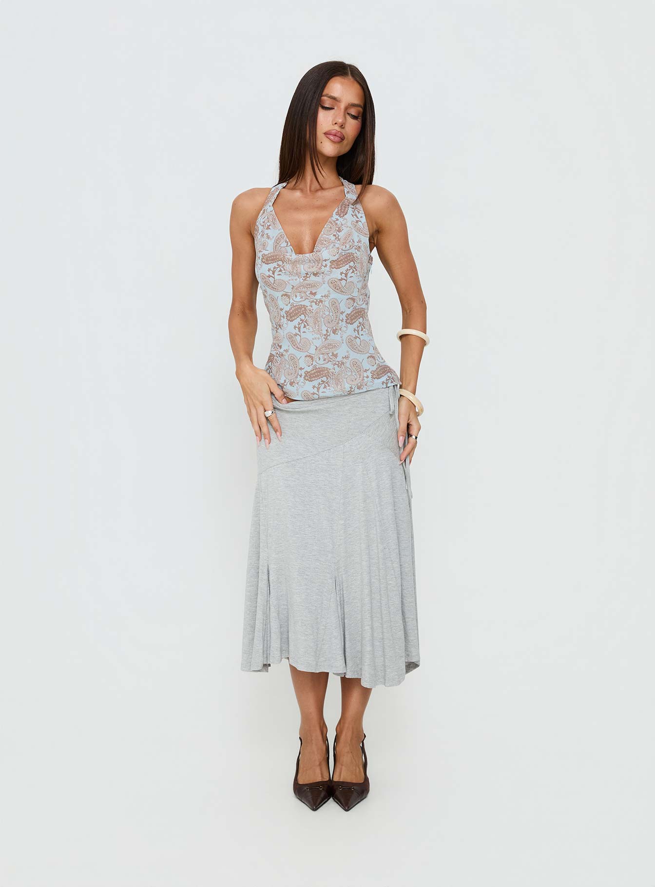 Xiomara Cowl Halter Top Blue Paisley - Image 2