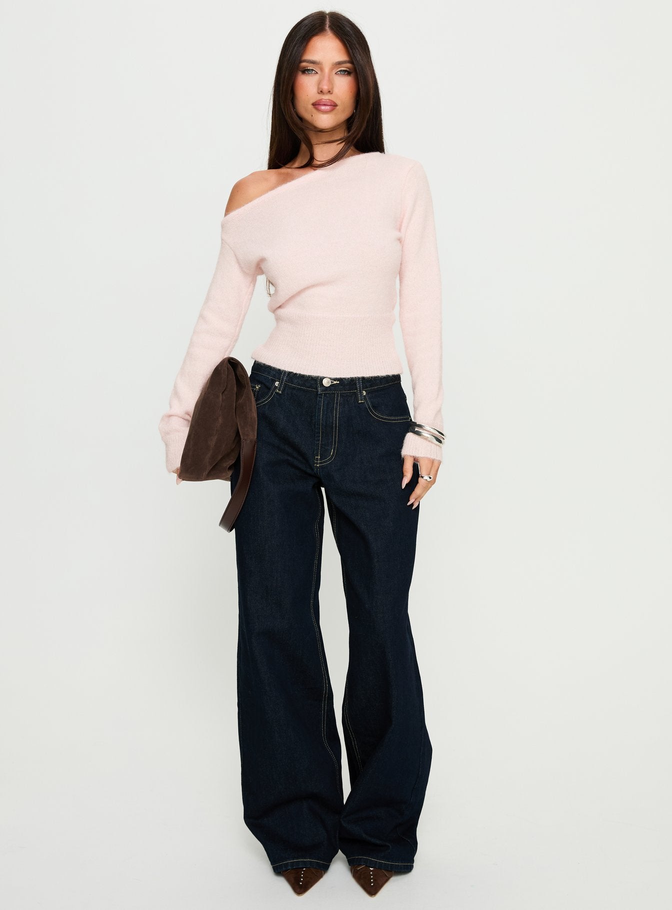 Selbey Fluffy Cinched Waist Off Shoulder Top Pink - Image 3