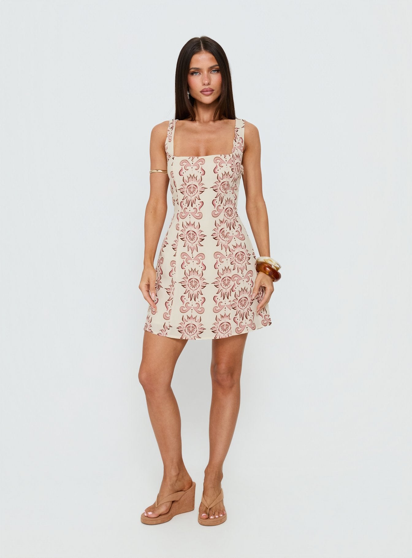 Maris Mini Dress Cream / Pink - Image 3