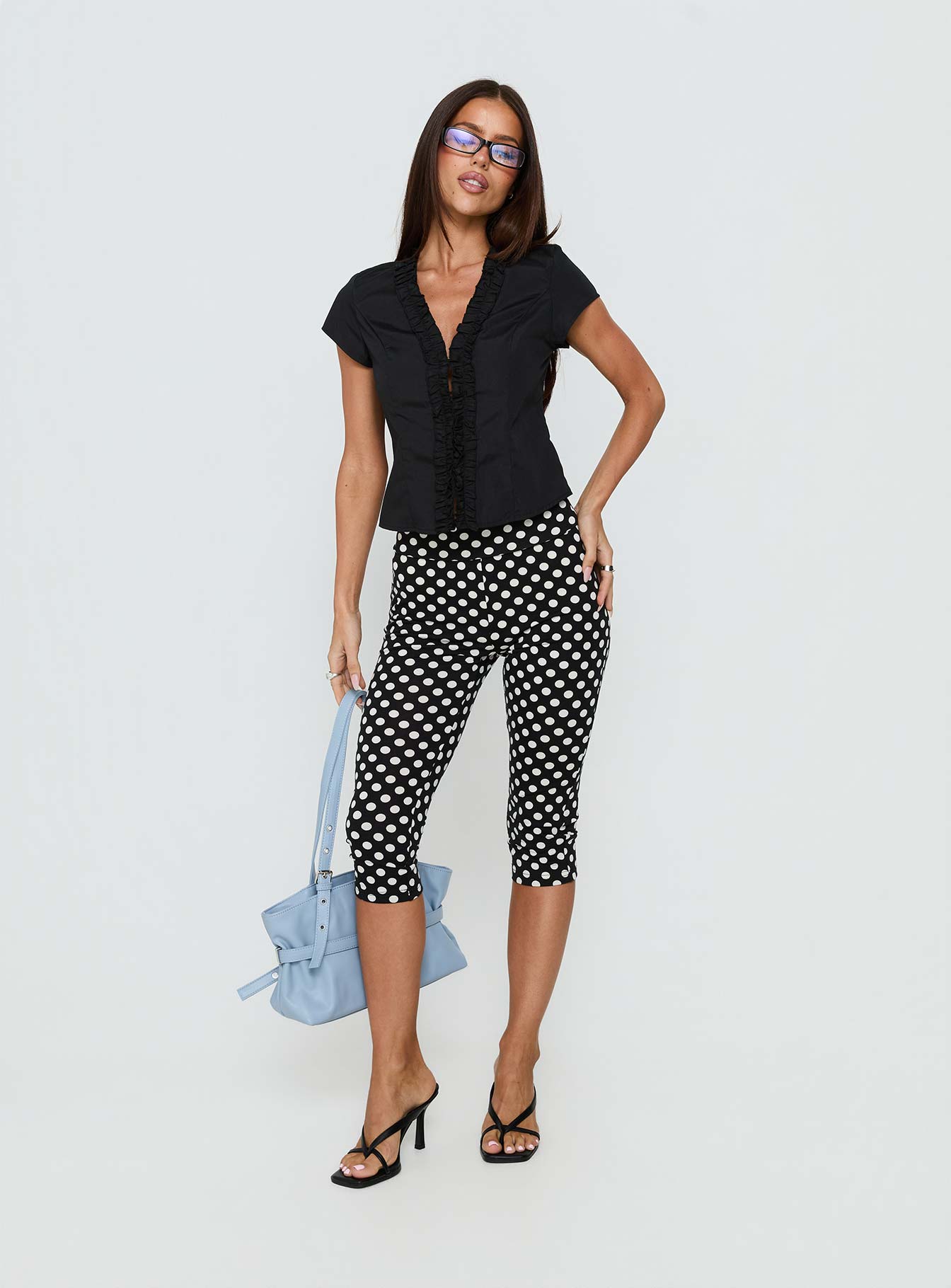 Isadonna Capri Pants Black Polka Dot - Image 3