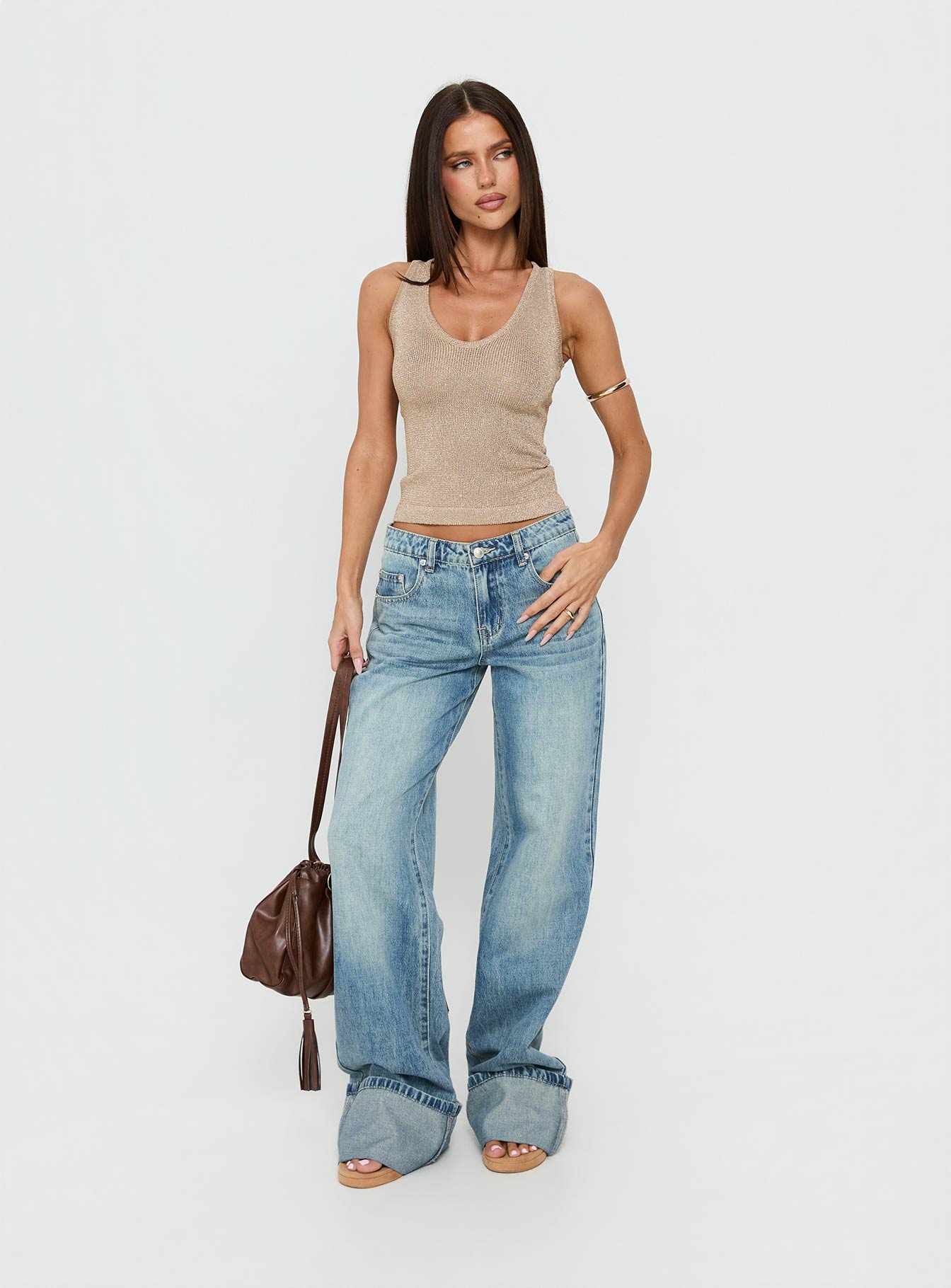 How To Live Tank Top Gold Glitter - Image 2