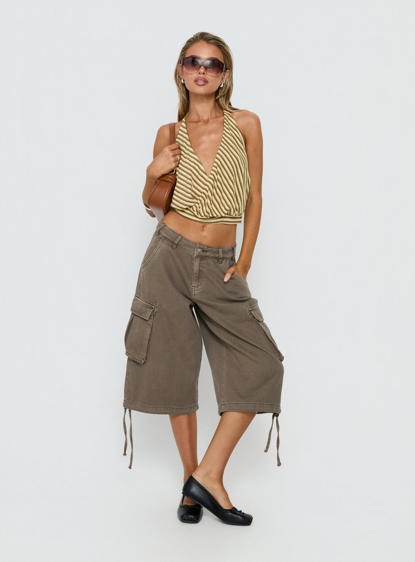 Priella Plunge Halter Top Yellow Stripe - Image 3