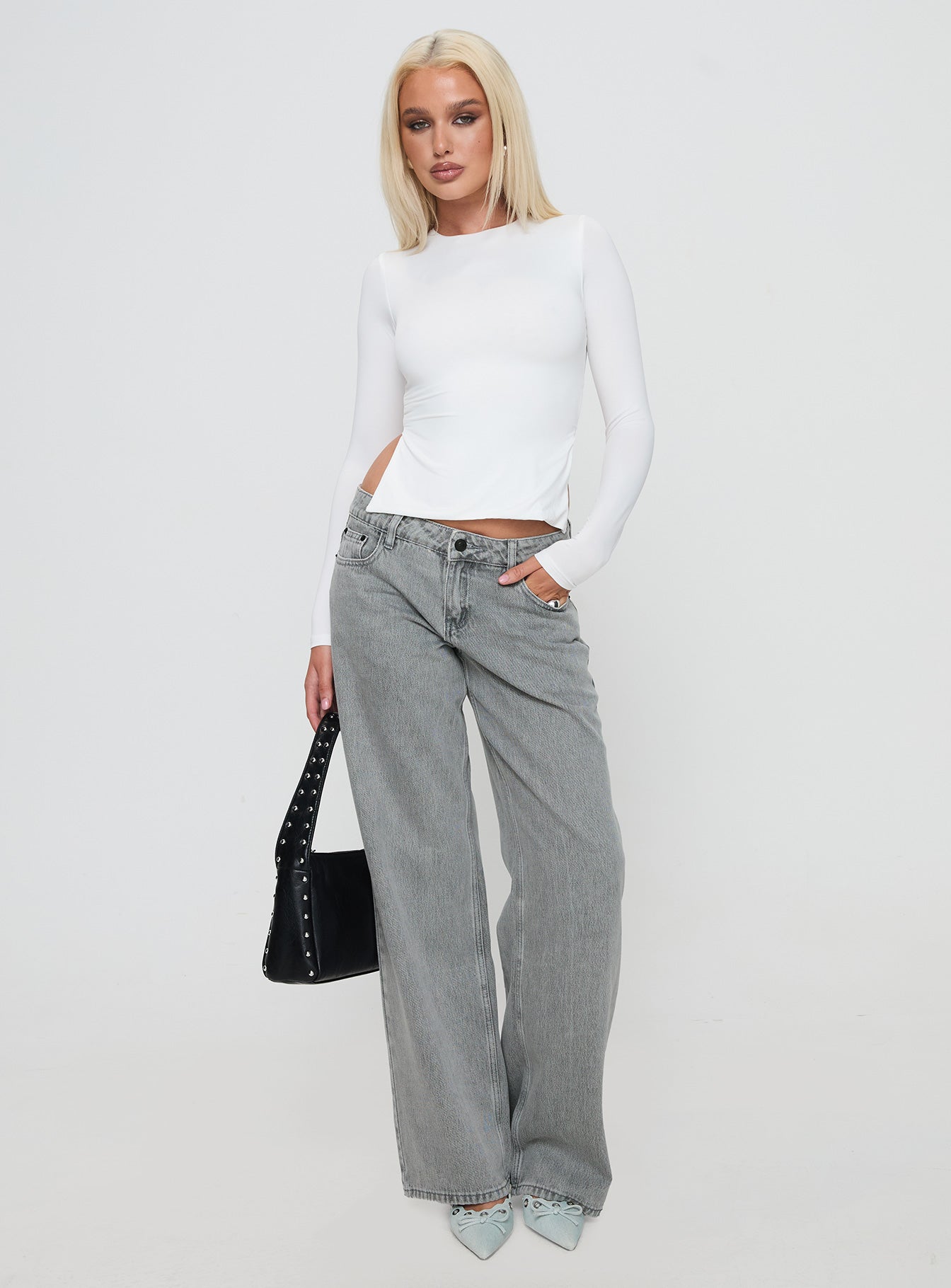 Ellanor Low Rise Straight Leg Jeans Washed Grey Petite - Image 3