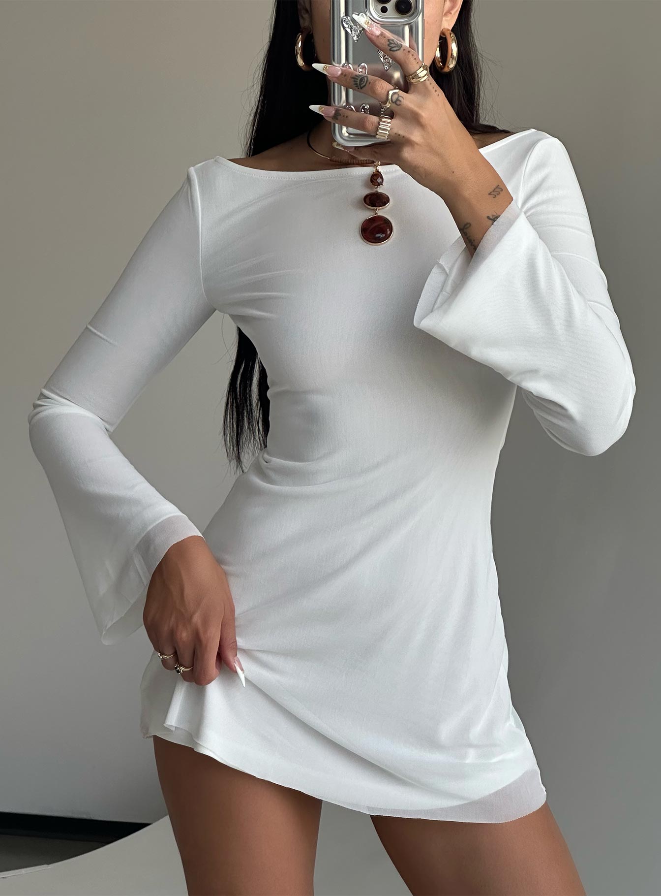 Lukea Long Sleeve Mini Dress White - Image 2