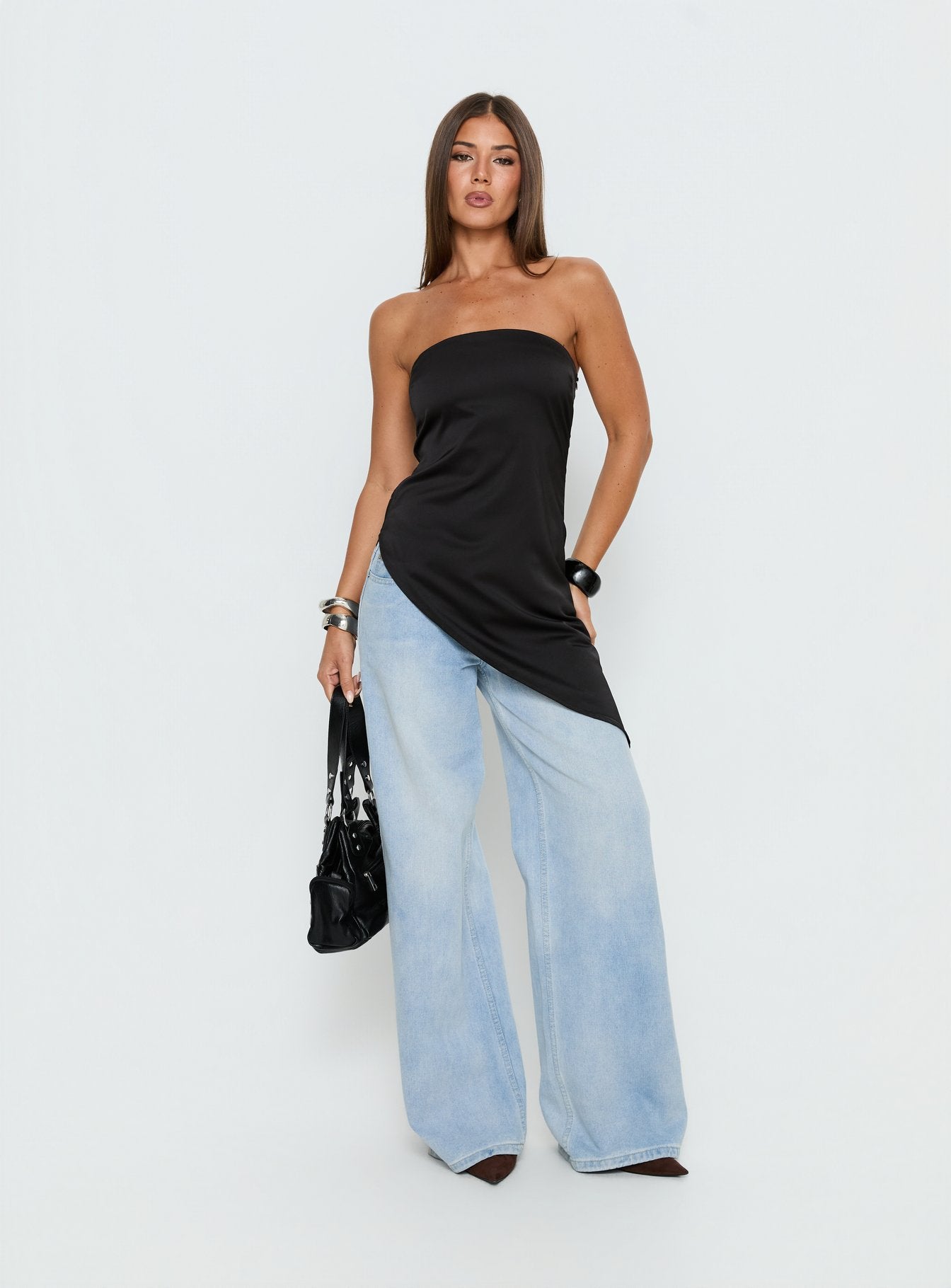 Lamia Strapless Asymmetrical Top Black - Image 3