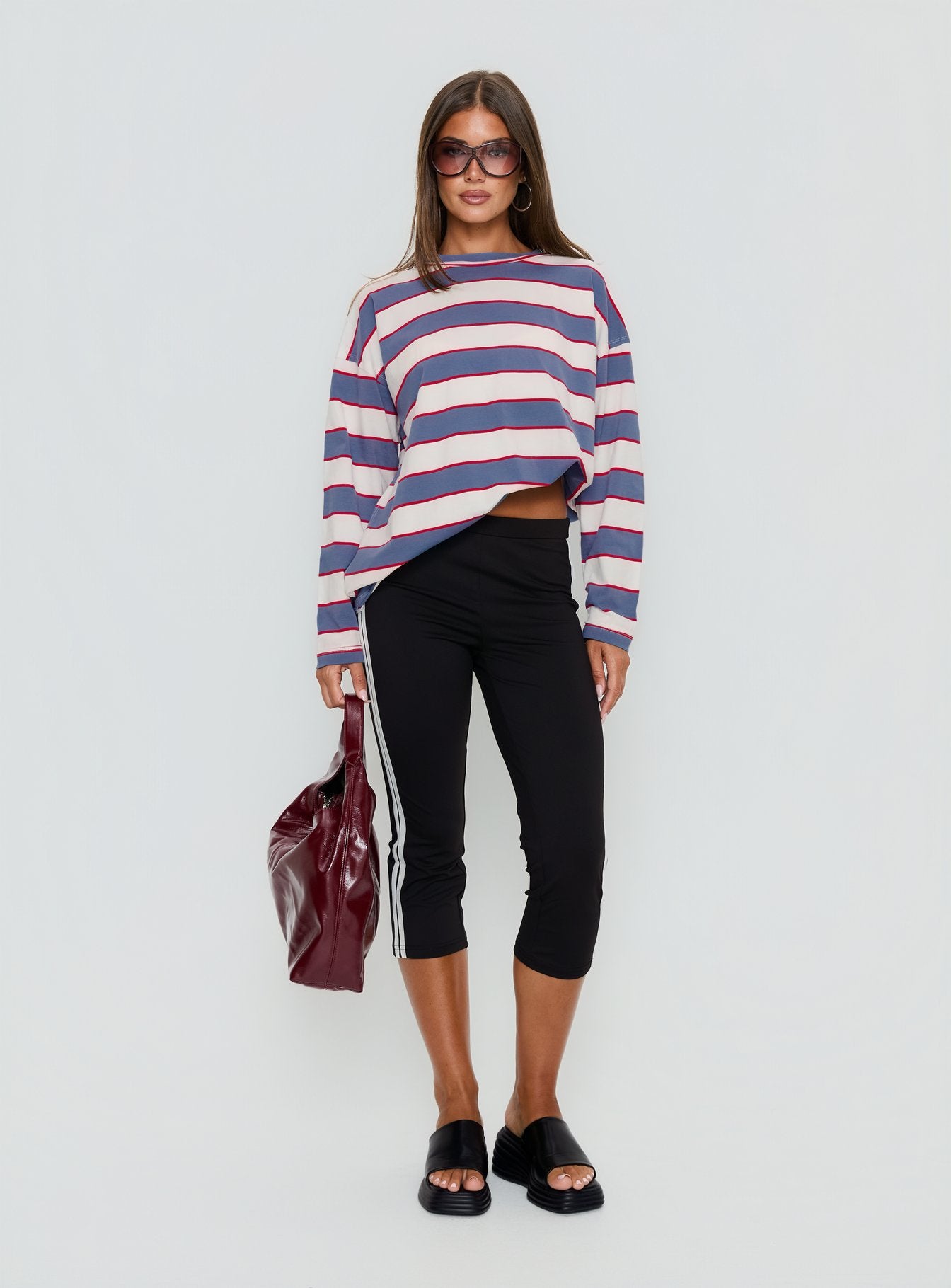 Horizon Long Sleeve Top Dusty Blue Stripe - Image 5