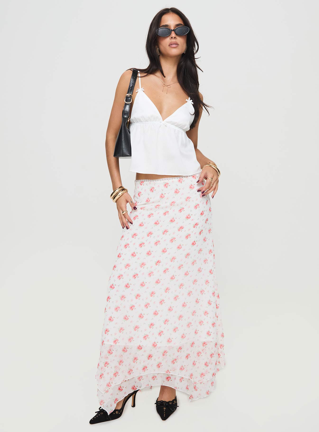 Dancing In A Field Maxi Skirt Pink Floral - Image 3