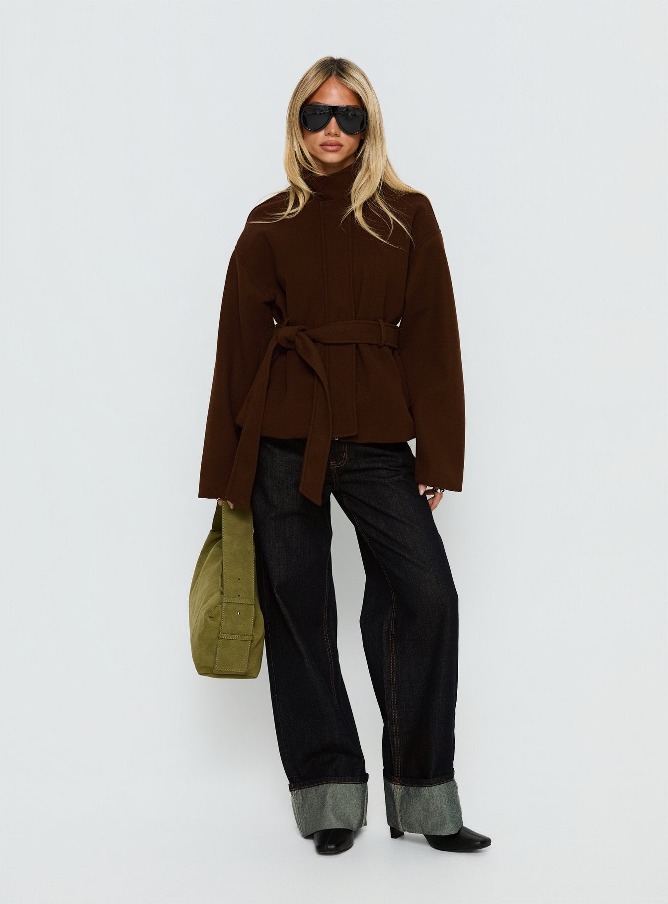 Tameeka Funnel Neck Coat Brown - Image 3