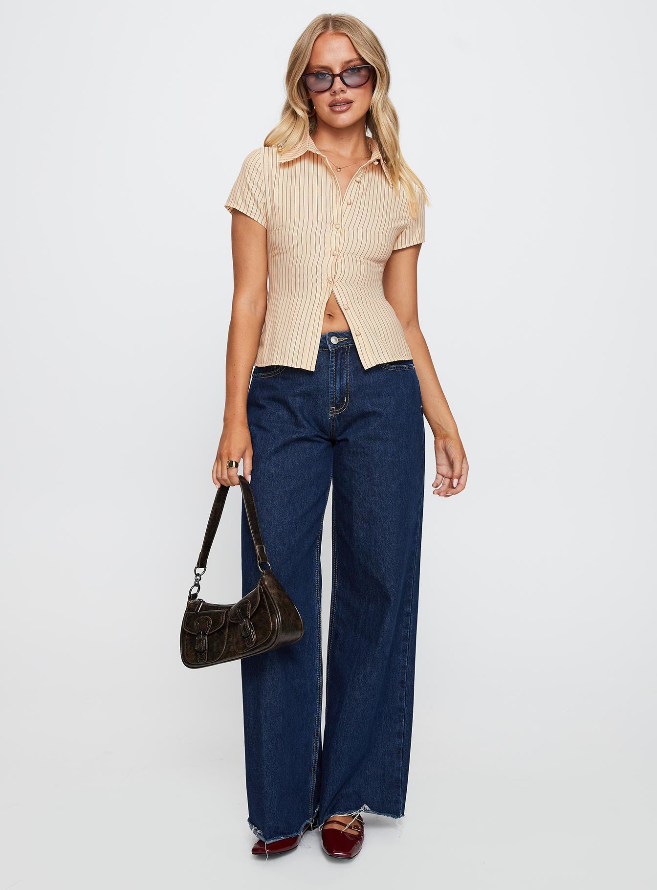 Lift Off Button Up Top Cream / Navy Stripe - Image 3