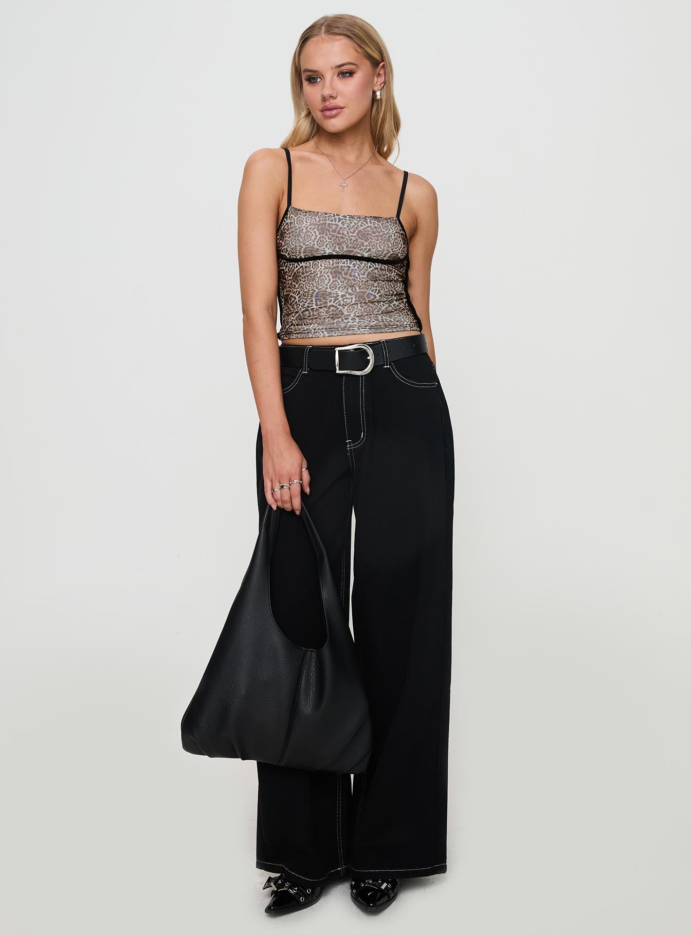 Naylor Mid Rise Wide Leg Jeans Mid Black - Image 3