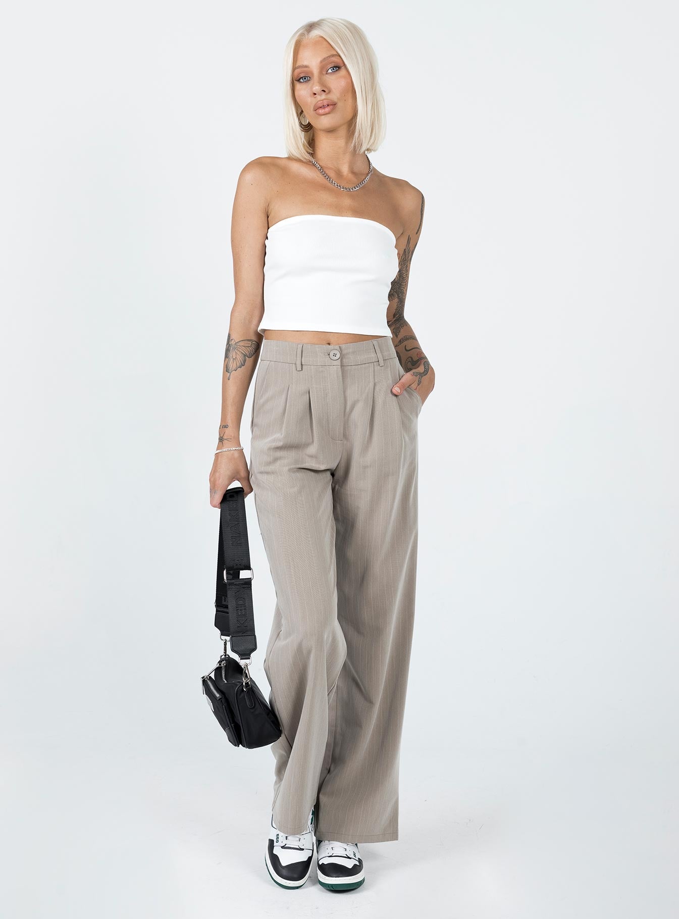 Archer Pants Pinstripe Beige - Image 2
